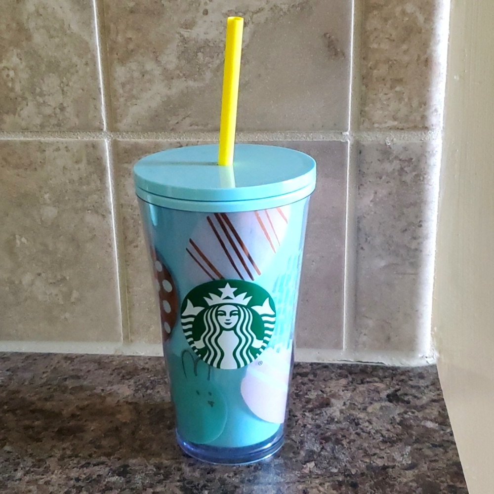 Starbucks Easter plastic cup with straw, $10